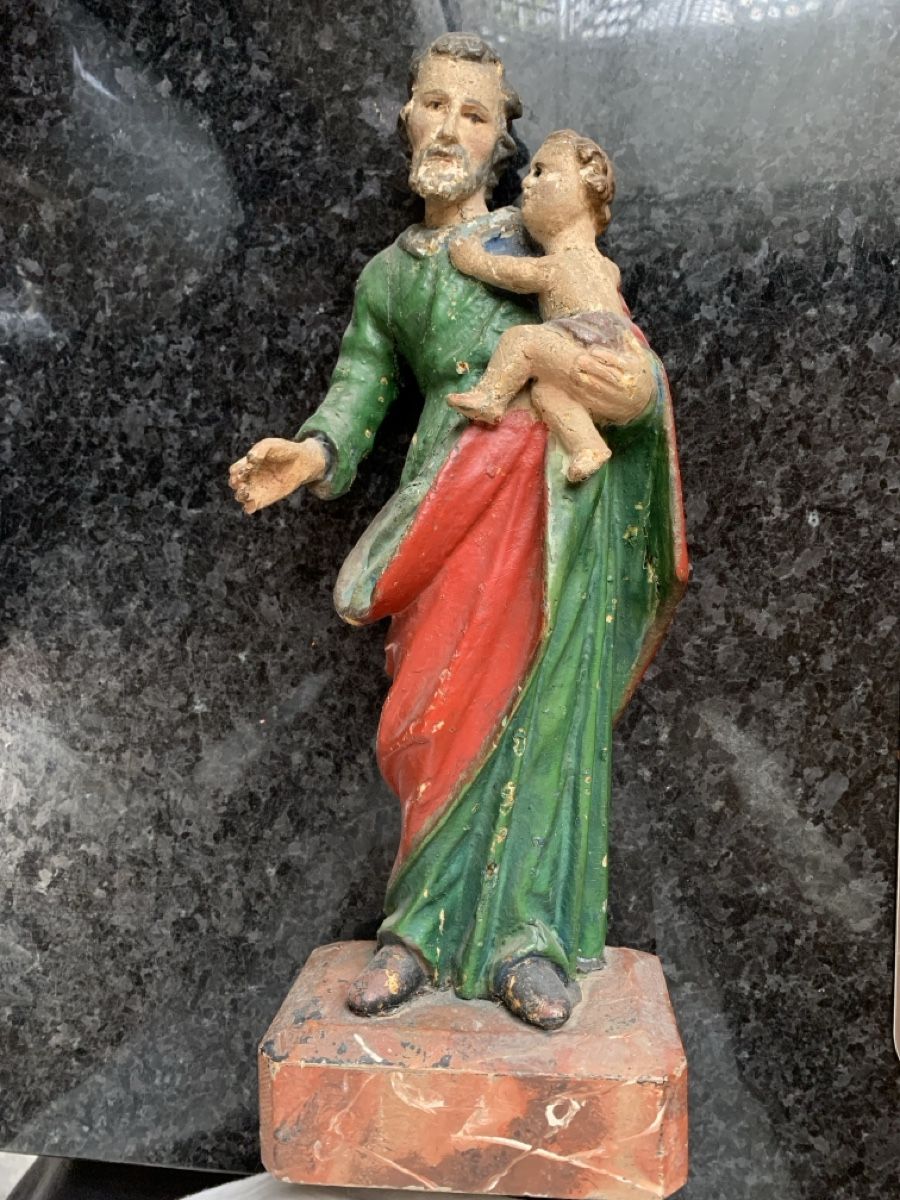 Sculture & Statue: 18. Jh Heiligenfigur Josef mit Kind – Usato da Wolfhalden venduto da SecondAntique