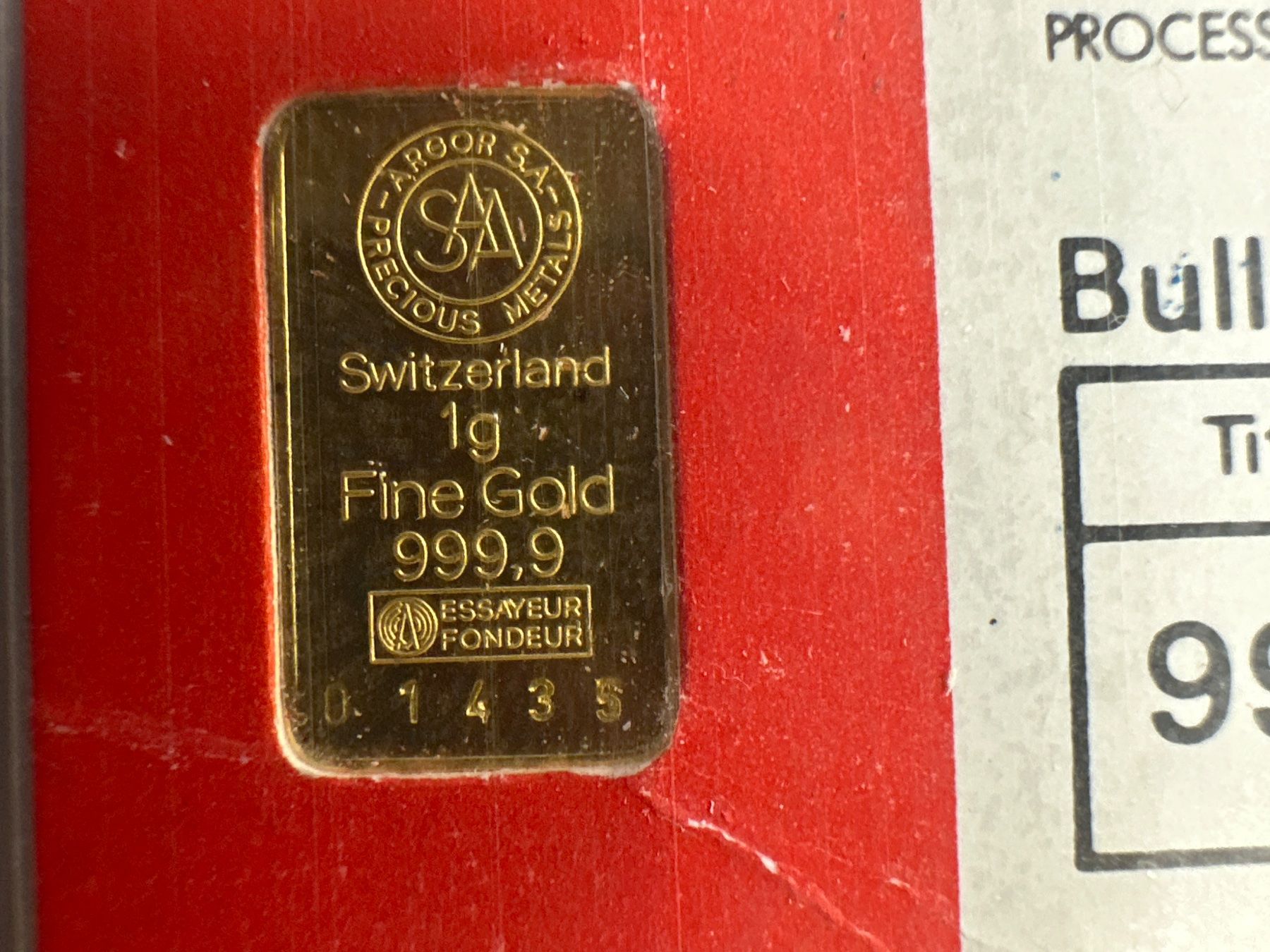 Métaux précieux: 1g Goldbarren ARGOR S.A. – Neuf avec emballage d'origine à Herisau par herau 1