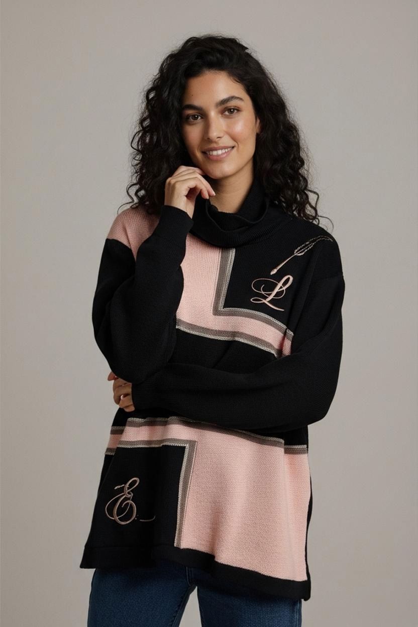 Maglioni & Felpe: Gollé Haug Schwarzer & Rosa Rollkragenpullover - Größe 44 – Usato da Zug venduto da vinokilo