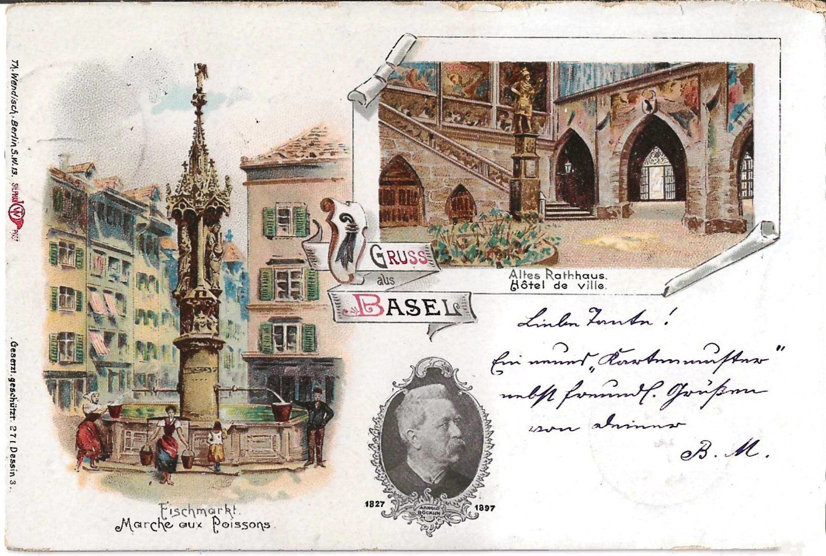 Ansichtskarten: Karte Basel (Fischmarkt 1898) – Gebraucht aus Zürich von Philacat11
