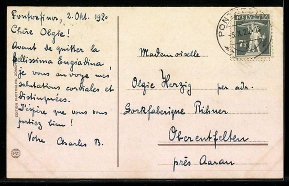Cartoline postali: Pontresina, Gesamtansicht mit verschneit – Usato da Berlin venduto da bartko-reher 1