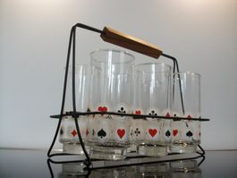 50er 60er Jahre Vintage Jasskarten Gläser Modern Mid Century