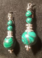 Boucles d'oreilles vintage en malachite naturelle