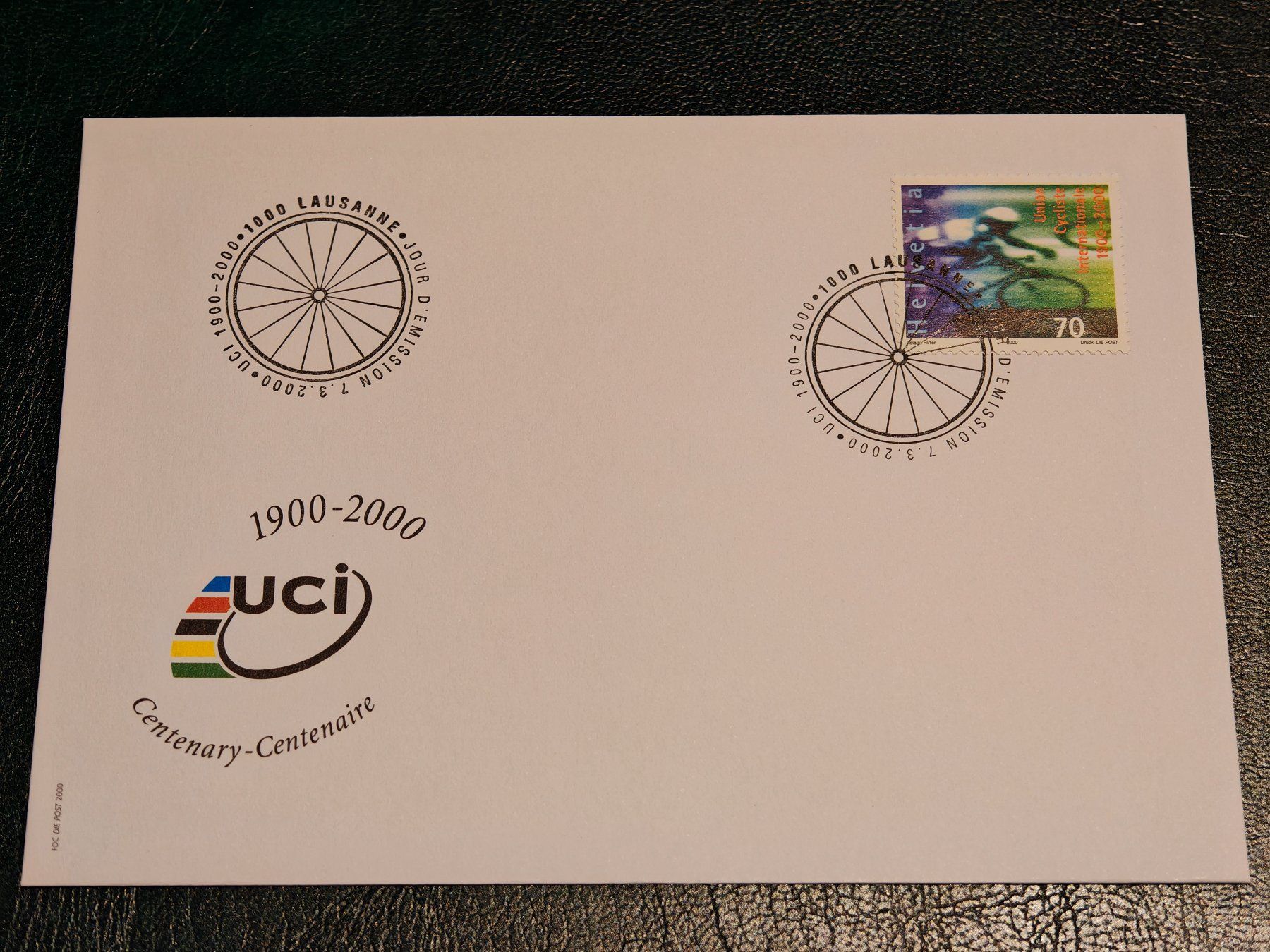 Tutti i francobolli: Ersttagsbrief, 100 ans UCI, 2000, Lausanne – Usato da Zuerich venduto da Antiquarium
