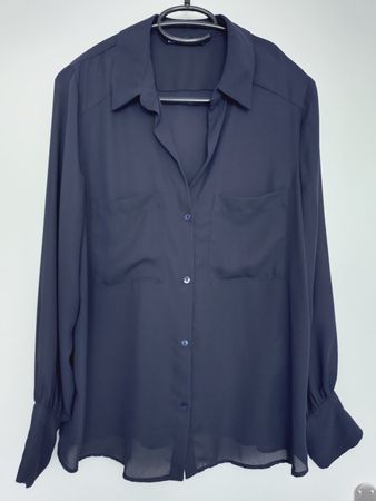 ZARA Damen Bluse dunkelblau Polyester Grösse S