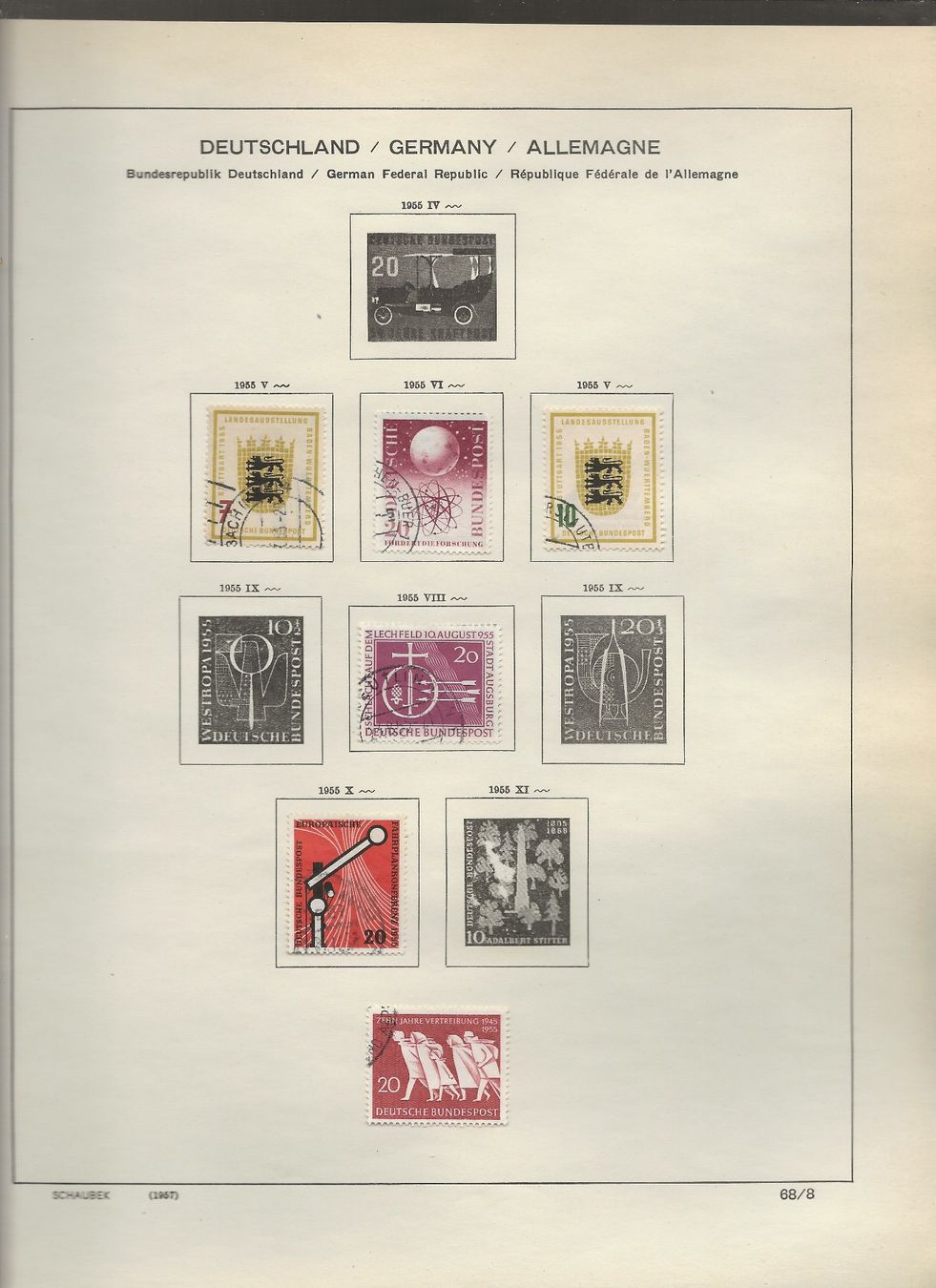 Tutti i francobolli: Marken Deutschland BRD 1955 bis 1958 – Usato da Au ZH venduto da xelagreb01 1