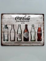 Coca-Cola Vintage Blechschild Flaschen Evolution 40x30cm