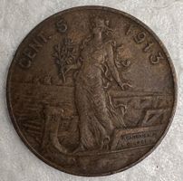 Italienische 5 Centesimi Münze aus dem Jahr 1913