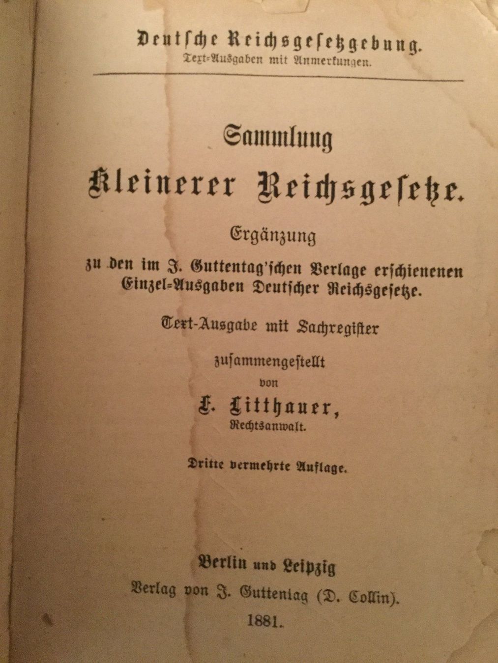 Libri: Sammlung kleinerer Reichsgesetze – Usato da Luzern venduto da Einh0rn 1