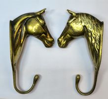 Wandhaken Pferdekopf Messing 2er Set guter Zustand