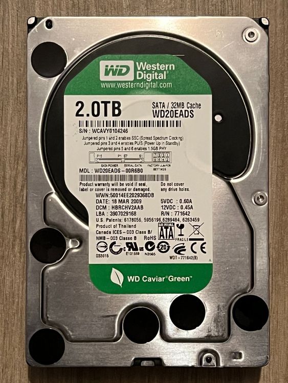 Western Digital 2TB Harddisk WD20EADS Festplatte 2000GB WD | Kaufen auf ...