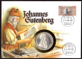 1 Unze Silber 999, Johannes Gutenberg