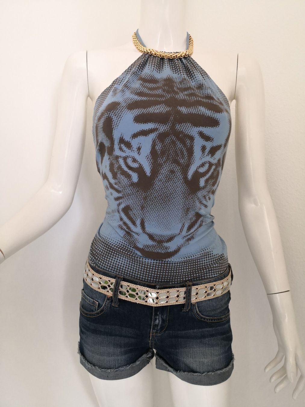 Mango Top: 🤩MANGO TOP HELLBLAU MIT TIGER-DRUCK BRAUN – Nuovo (secondo la descrizione) da Olten venduto da Naja-Twins-Twins 1