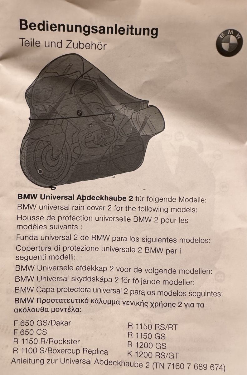 Teloni copertura moto: BMW Motorrad Abdeckhaube – Usato da Rebstein venduto da bst_p292
