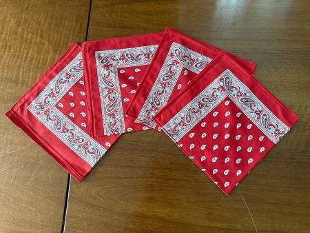 4x Bandana Tuch rot Paisley Muster 48x48cm