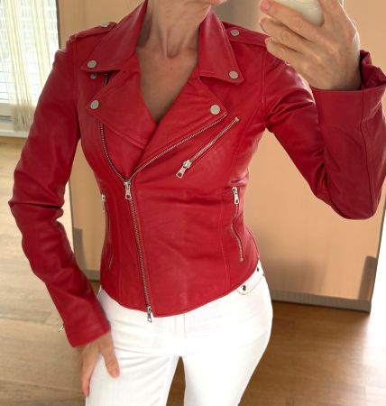 Jacke aus weichem Leder, Gr. XS/34, rot
