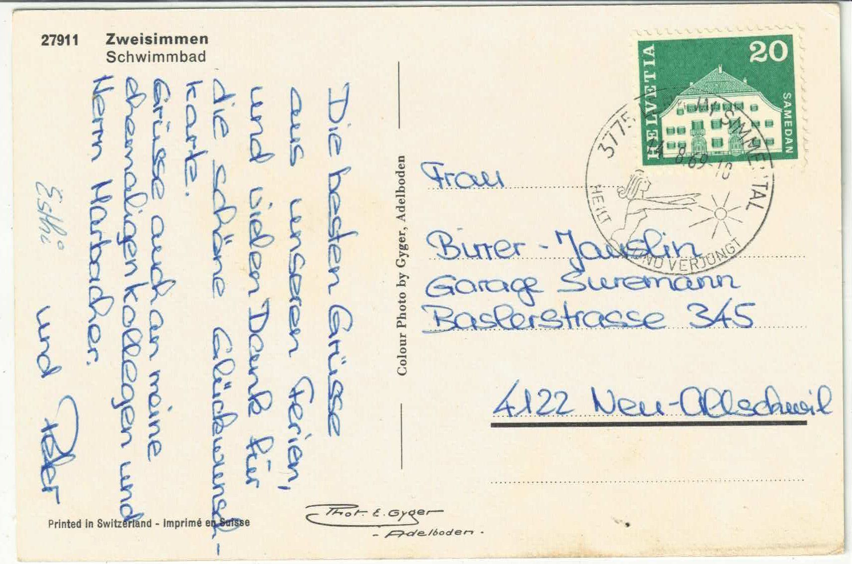 Cartes postales: Zweisimmen - Schwimmbad – D'occasion à Ettingen par Kartenplanet 1
