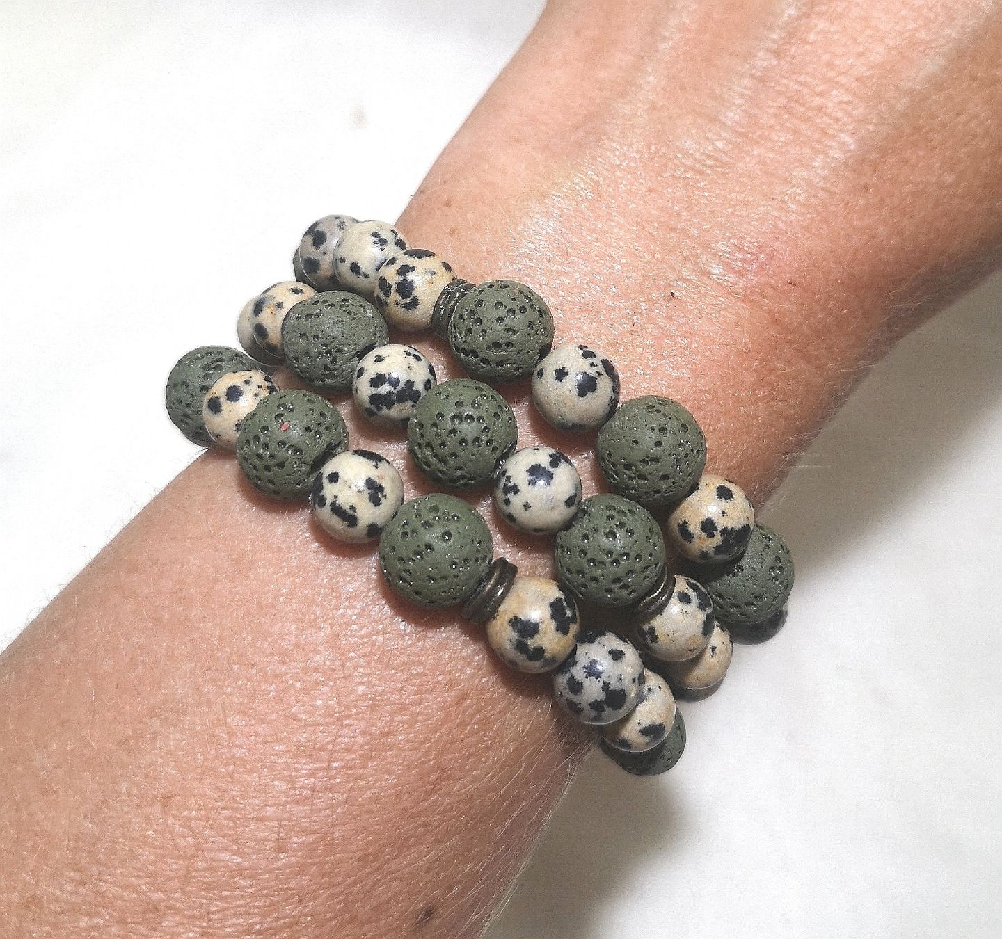 Bracciali & Braccialetti: Lava-Dalmatiner Jaspis Armk. - Spendenaktion – Nuovo (secondo la descrizione) da Unterkulm venduto da Nachtigall 2
