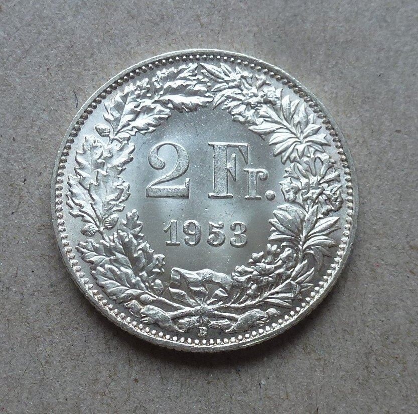 Tutti le monete: ++ 2.- Franken 1953, Top Erhaltung – Usato da Walkringen venduto da Casablanca777