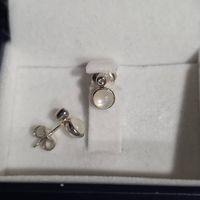 Boucles d'oreilles argent 925 avec Pierre de Lune et Diamant