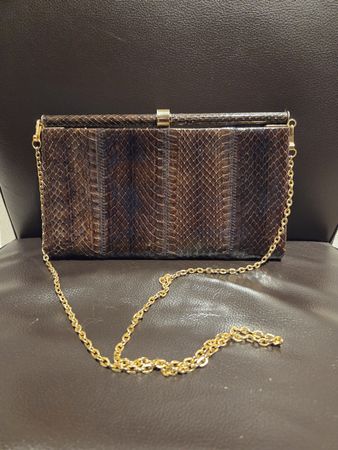 Vintage Schlangen Leder Handtasche von Leder Locher