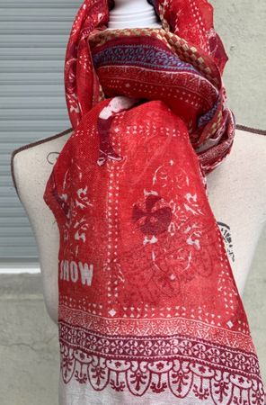 Splendide grande étole EPICE "greatest show" 70%lin 30%coton