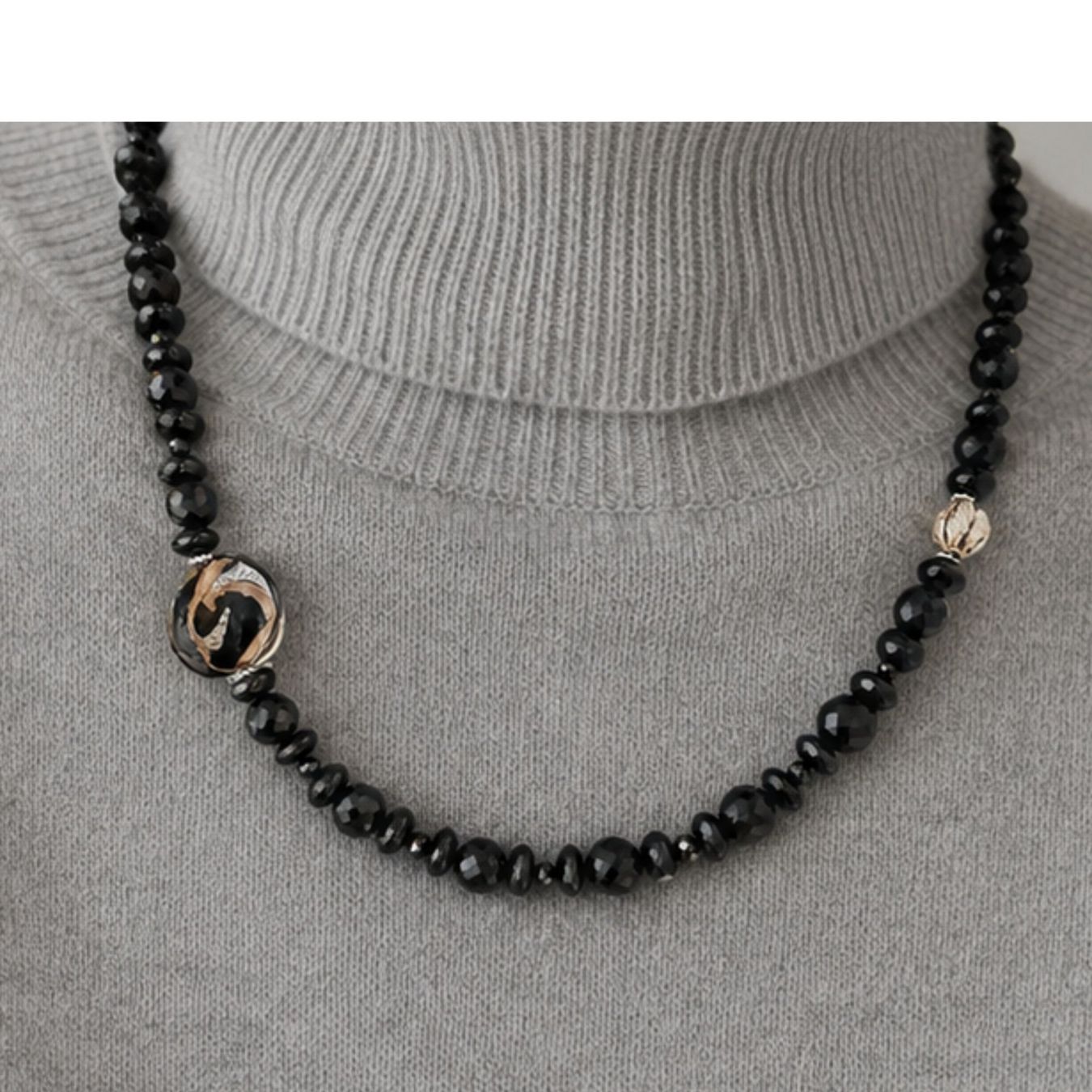 Murano Catenine: Statement -  Onyx Spinell  - Halskette Muranoglas - Silber – Nuovo e nell'imballaggio originale da Lütisburg venduto da Emarra 5