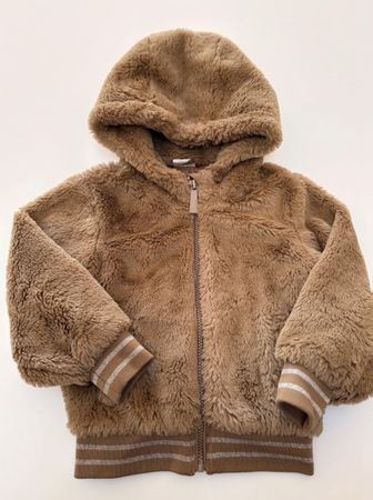 Kinder Plüschjacke braun mit Kapuze guter Zustand