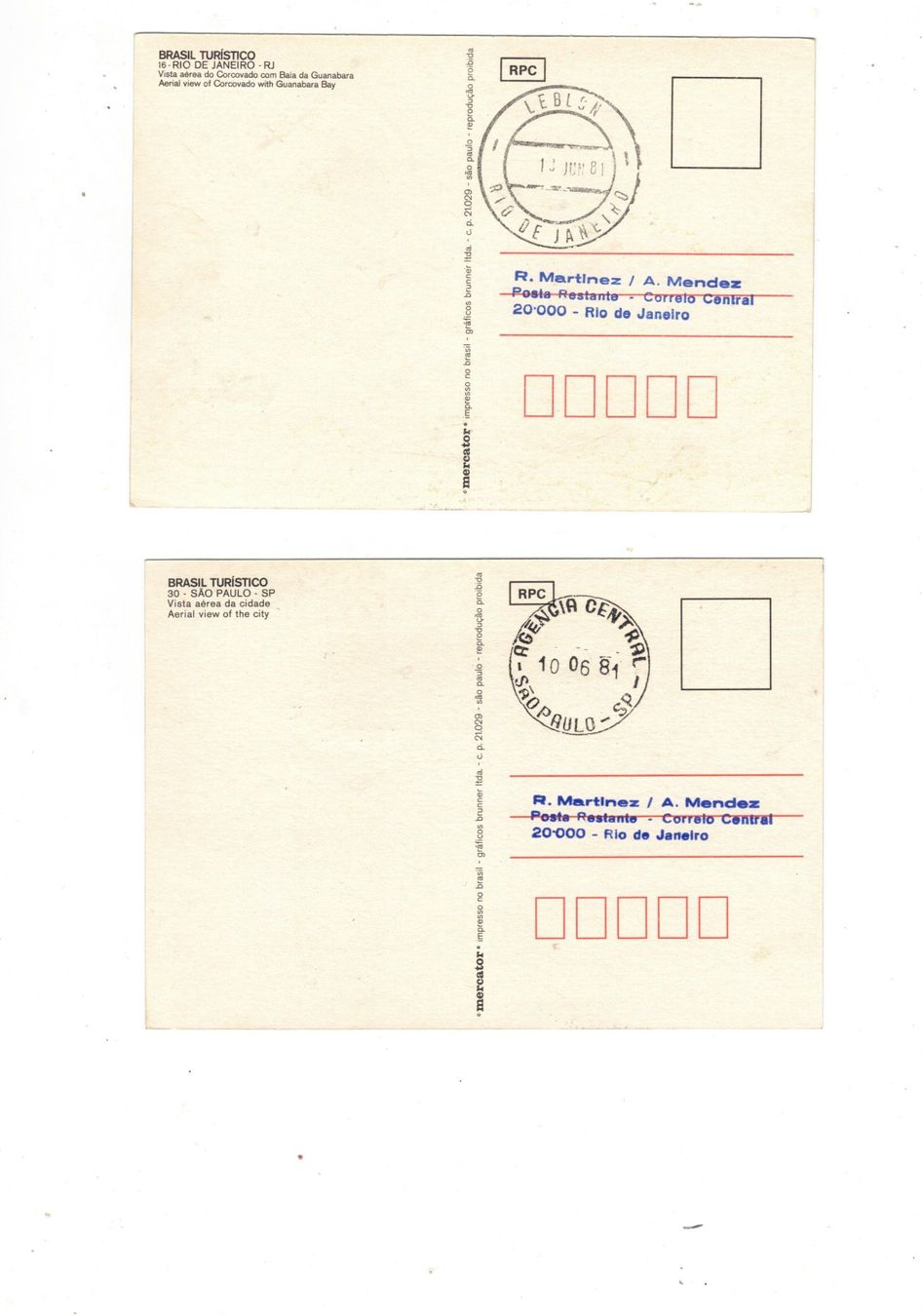 Cartoline postali: Brasilien 2 Ansichtskarten spezielle Stempel – Nuovo (secondo la descrizione) da Widnau venduto da Seppl480 1