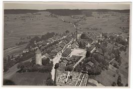 Romont, vue prise d'un avion, circulée 1935
