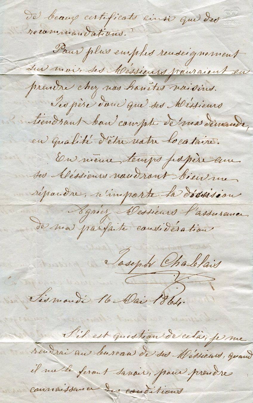 Alle Briefmarken: Orts - Faltbrief Genève 1864 – Gebraucht aus Opfikon von Prophila 2