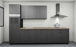 Moderne Nobilia Küche – Structura Decor Eiken Nero – NEU & u