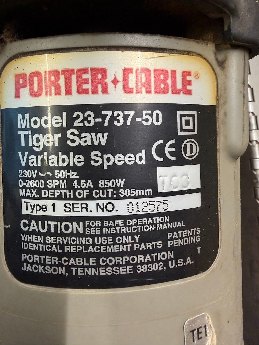 Seghe: Porter Cable Tiger elektrisch Säbelsäge mit Koffer – Usato da Brissago venduto da Minuach 2