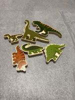 Lot de 6 grandes figurines dinosaures en bois