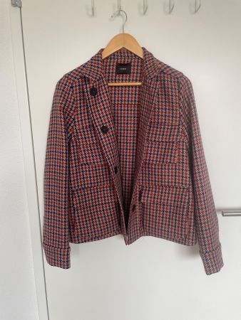 ODEEH Karierte Wolljacke Übergangsjacke Grösse 40