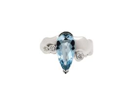 Aquamarin Brillant Ring 18K Weissgold *S3232