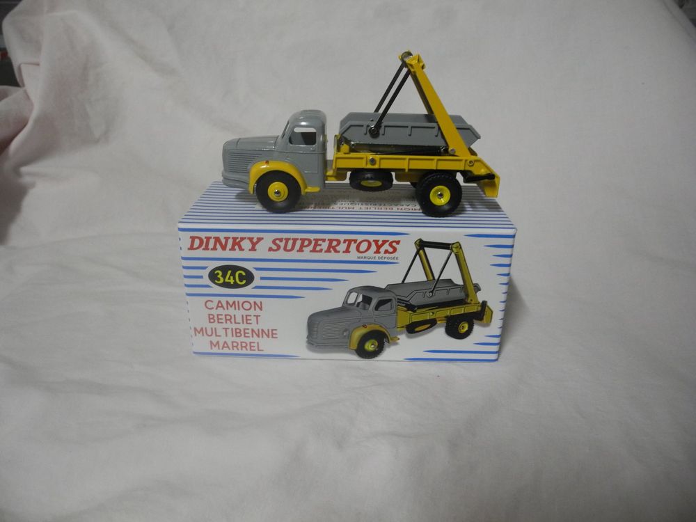 Modèle Réduit 1:43 Berliet Camion Multibenne Marrel Par Atlas Dinky Toys 34C | Diecast Jaune - Édition Limitée | Modèle De Collection