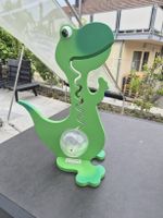Sparschwein Dino grün aus Holz für Kinder, Sommer Dekoidee.