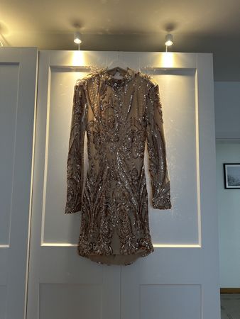 Tiger Mist Lola Pailletten Kleid Champagne, Grösse L!