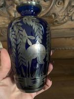Äusserst feine original Jugendstil Vase mit Silber Auflage
