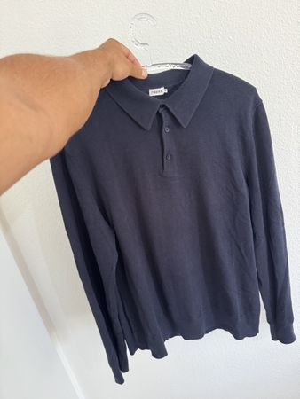 Filippa K dunkelblau woole Langarm Polohemd Grösse XL ori
