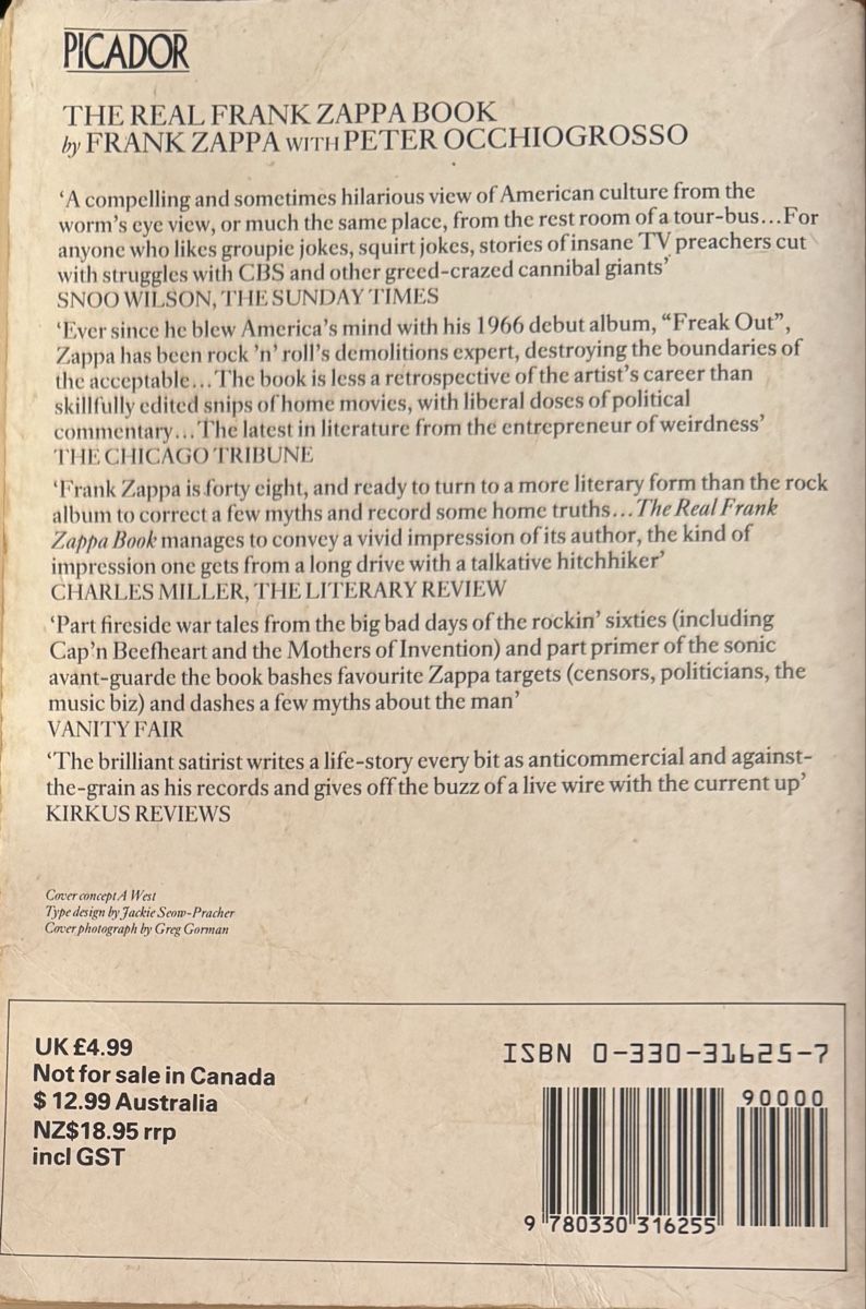 Libri: The Real Frank Zappa Book – Usato da Wettswil venduto da osoma99 1