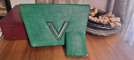 Kleine Tasche mit passendem Portemonnaie Grün Leder (53)