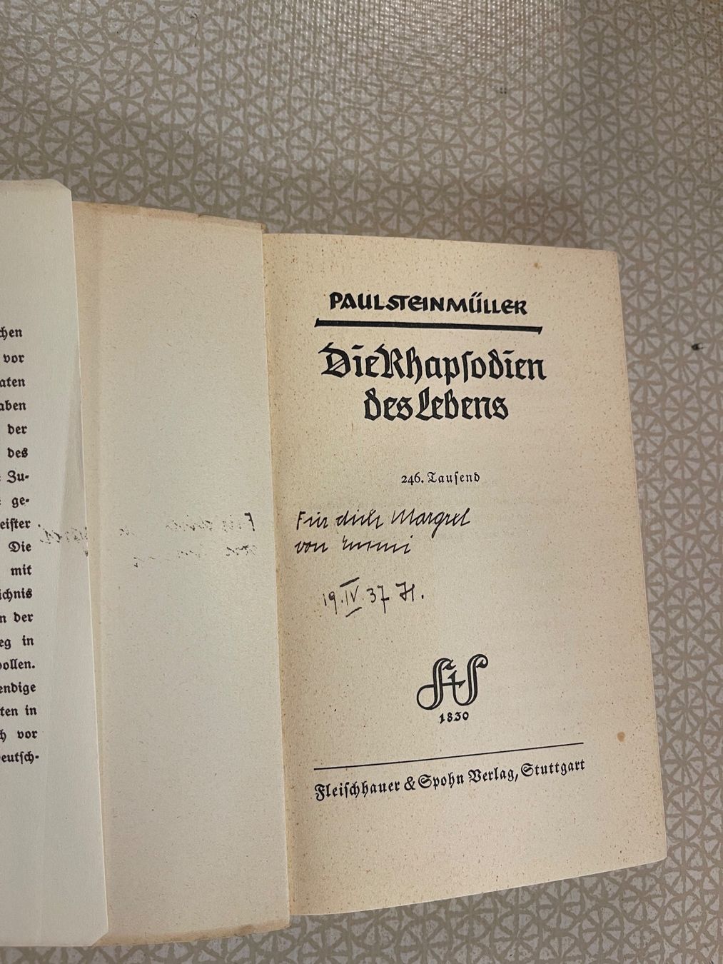 Libri: Buch - P.Steinmüller - Die Rhapsodien des Lebens – Usato da Urnäsch venduto da pas_5r9c 3