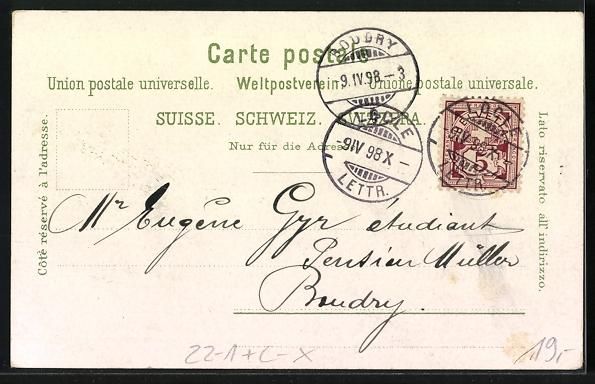 Cartoline postali: Litho La Chaux-de-Fonds, Synagogue, Égl – Usato da Berlin venduto da bartko-reher 1