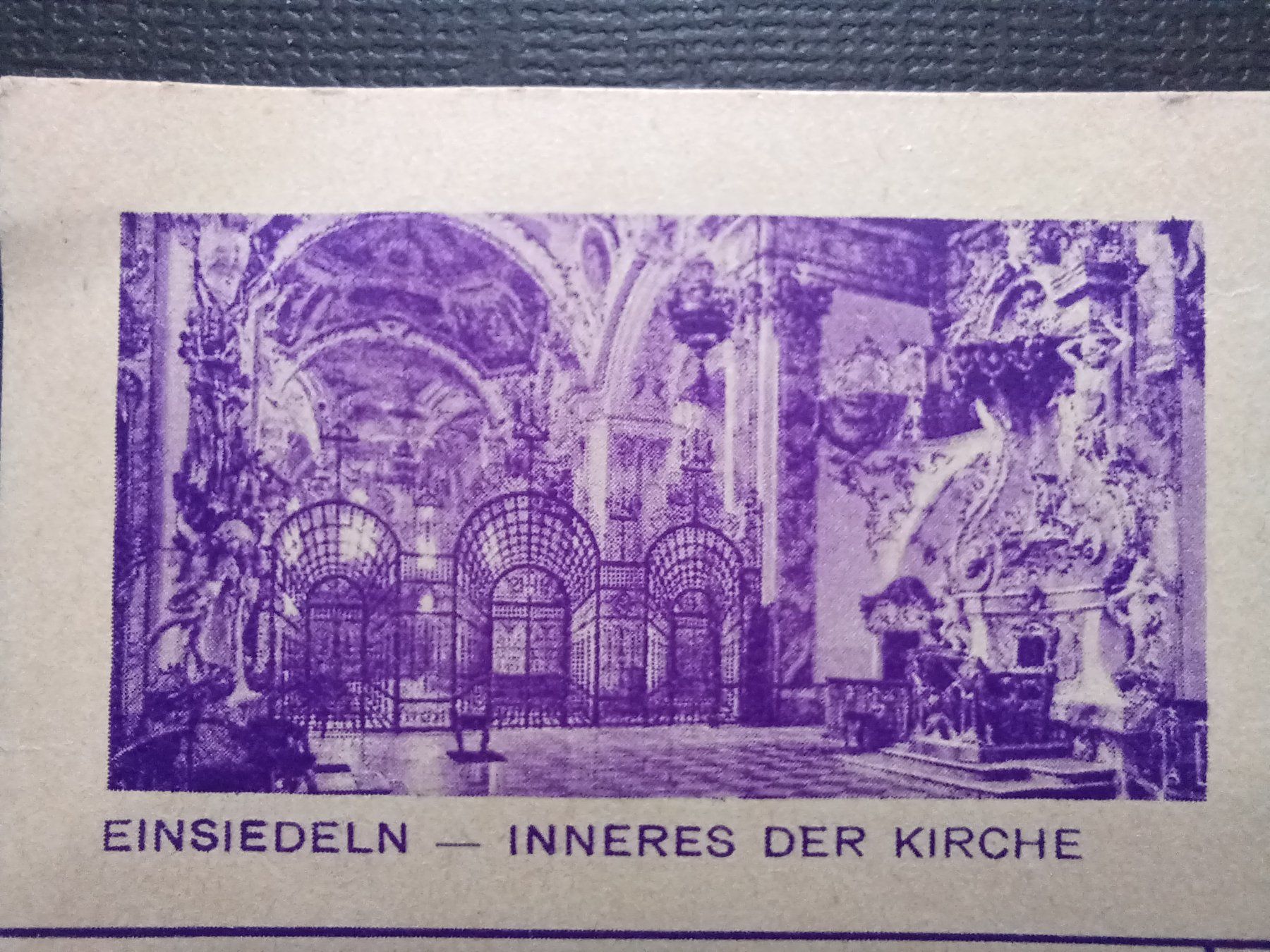 Tutti i francobolli: Bildpostkarte Einsiedeln, Inneres der Kirche 1938 – Usato da Aarau Rohr venduto da mgvw 1