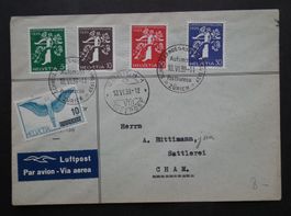 1939 Landi, Luftpostbrief mit Satz D, nach Cham