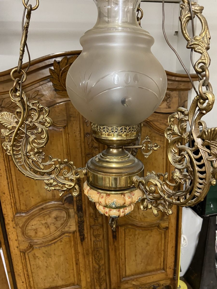 Lampade: Alte Hängelampe Jugendstil Messing – Usato da Dietikon venduto da brocki-eyra 1