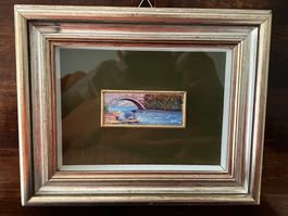 Miniatura Olio su Tela "Donna che lava" - Viscardo Bartani