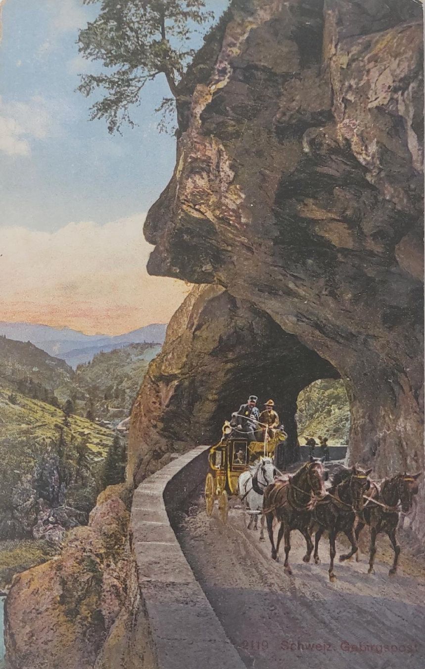 Cartoline postali: GRIMSELPOST  -  Schweiz Gebirgpost – Usato da Delémont venduto da Domdom1